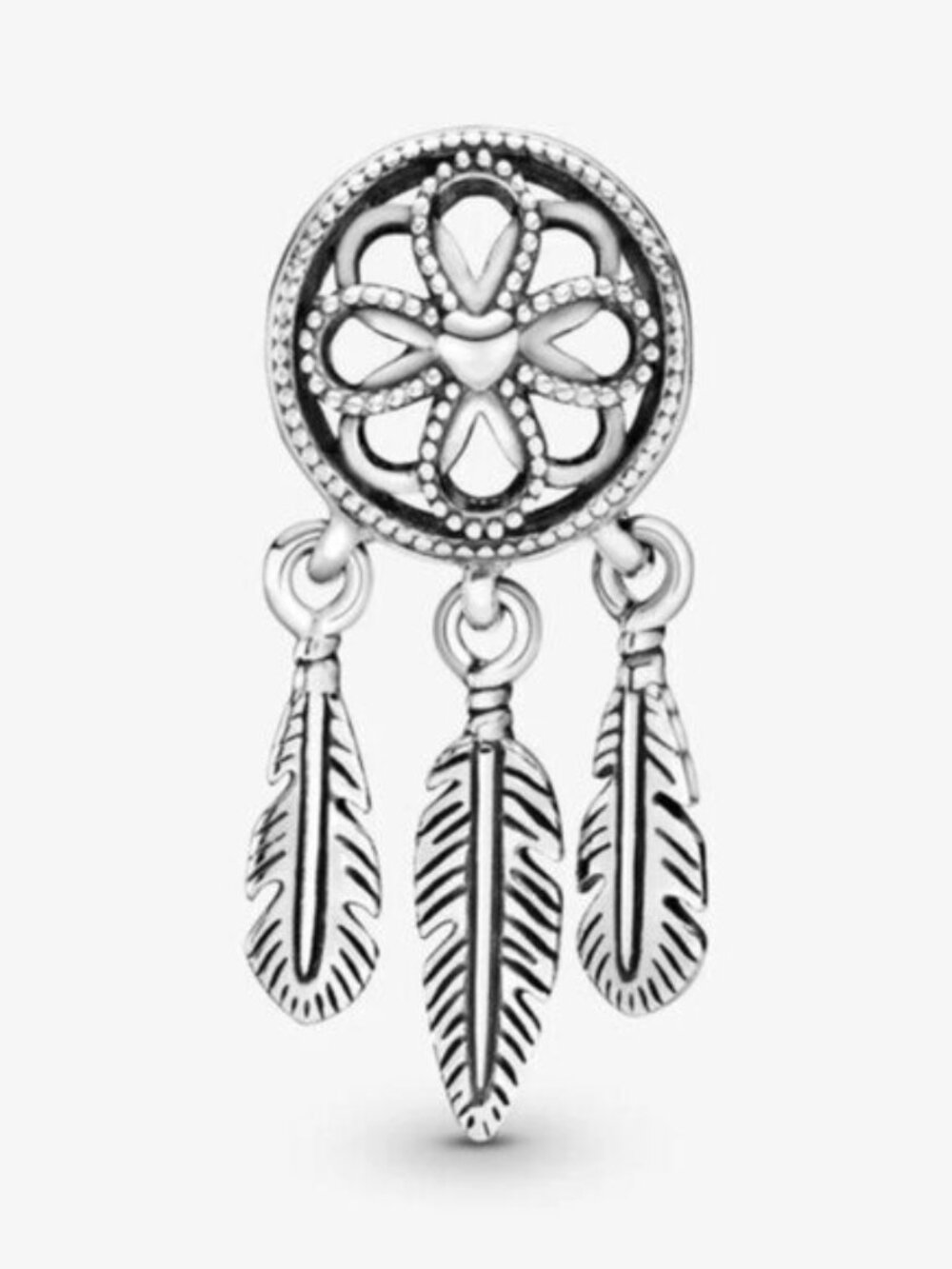 Pandora Silver Dreamcatcher Feather Dangle Charm